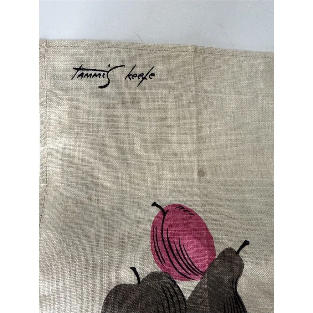 Vintage Tammis Keefe Linen Towel Dinners Ready Retro Antique Car Steam Engine